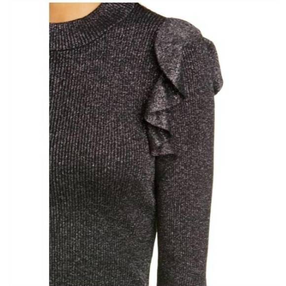 NEW TED BAKER addale rib knit ruffle sweater in black - Picture 4 of 4